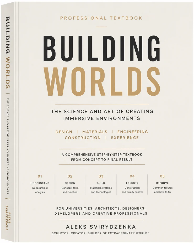 Cover of Building Worlds — The Science and Art of Creating Immersive Environments, textbook by Aleks Svirydzenka